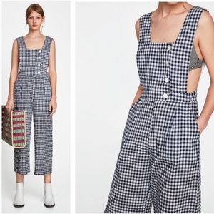 Zara blue Gingham Jumpsuit